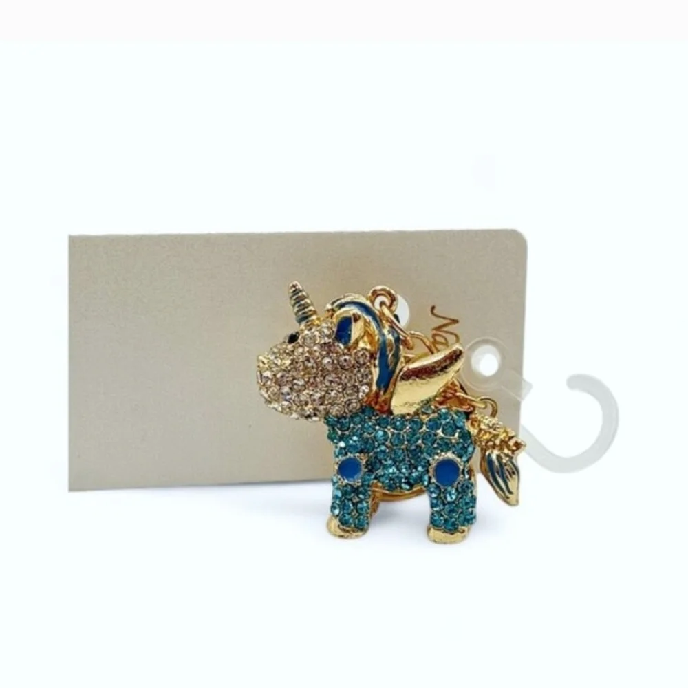 💙▪️ Natasha▪️ - Rhinestone Unicorn Handbag Charm/ Key Ring/ Key Chain - Blue